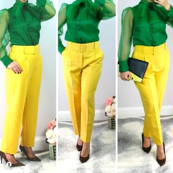 Zara Vibrant Green Sheer Bow Blouse, Size XL - Picture 11 of 11